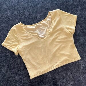 Yellow Ribbed Crop Top